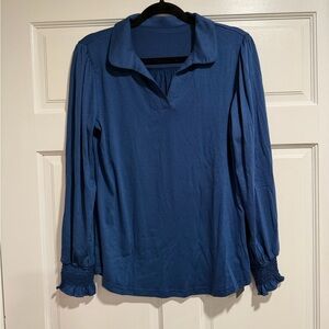 Elegant Blue Long Sleeve Blouse